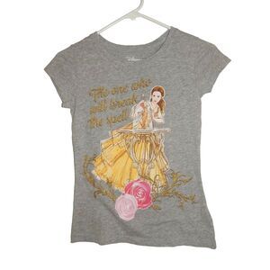 DISNEY girls large 10/12 gray Beauty & the Beast Emma Watson Belle t-shirt